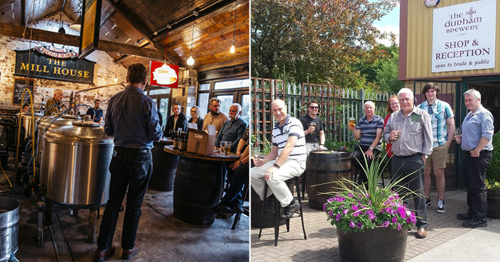 People on a brewery tour at South Causey Inn and Durham Brewery